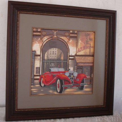 DIY Bead Embroidery Kit "Auto Retro – 1" 11.8"x11.8" / 30.0x30.0 cm