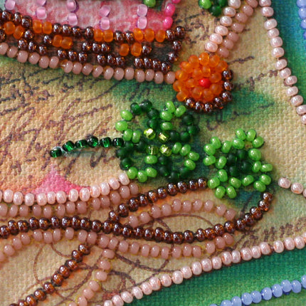 DIY Bead Embroidery Kit "Letter of happiness"  5.9"x5.9" / 15.0x15.0 cm