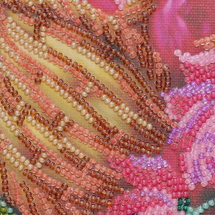 DIY Bead Embroidery Kit "Pink tenderness" 11.8"x8.7" / 30.0x22.0 cm