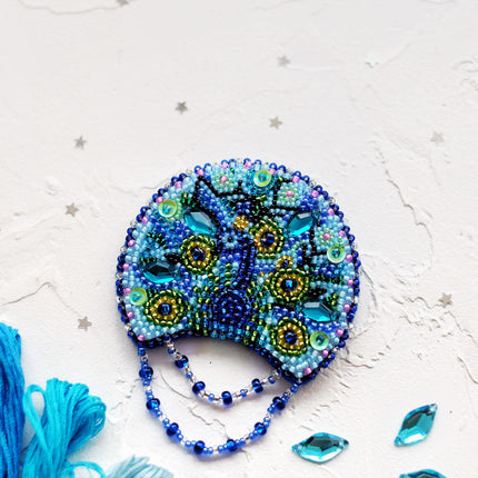 Beadwork kit for creating brooch "Peacock"