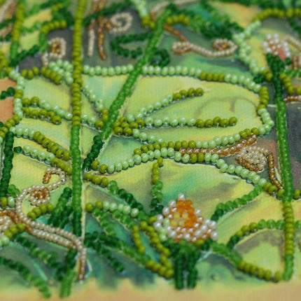 DIY Bead Embroidery Kit "Lotuses at sunset" 9.8"x13.0" / 25.0x33.0 cm