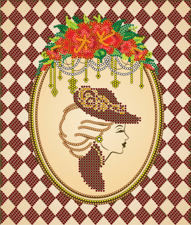 Canvas for bead embroidery "Retro" 6.7"x7.9" / 17.0x20.0 cm