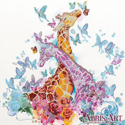 Canvas for bead embroidery "Spotty giraffes" 11.8"x11.8" / 30.0x30.0 cm