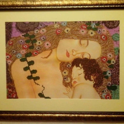 DIY Bead Embroidery Kit "Mother and Child" 14.6"x9.8" / 37.0x25.0 cm