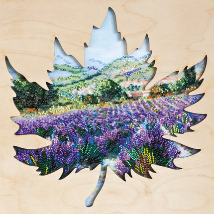 DIY Bead Embroidery Kit with decorative wooden frame "Fields of Provence" 11.7"x11.7" / 29.7x29.7 cm