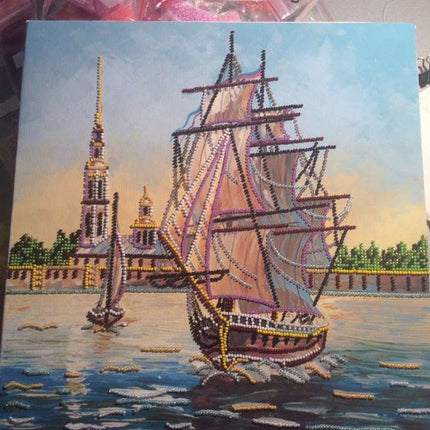 Canvas for bead embroidery "Frigate" 11.8"x11.8" / 30.0x30.0 cm