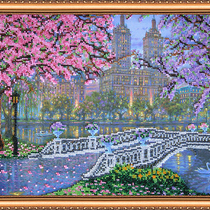 DIY Bead Embroidery Kit "Spring bloom" 15.7"x11.8" / 40.0x30.0 cm