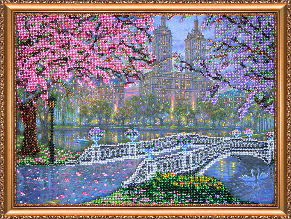 DIY Bead Embroidery Kit "Spring bloom" 15.7"x11.8" / 40.0x30.0 cm