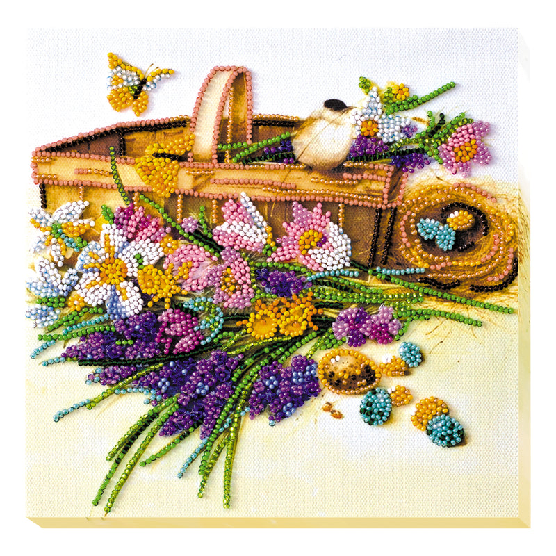 DIY Bead Embroidery Kit "First flowers"