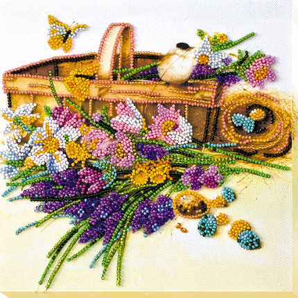 DIY Bead Embroidery Kit "First flowers"