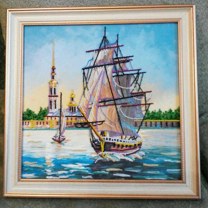 Canvas for bead embroidery "Frigate" 11.8"x11.8" / 30.0x30.0 cm