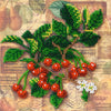 DIY Bead Embroidery Kit "Cherry twig"  5.9"x5.9" / 15.0x15.0 cm