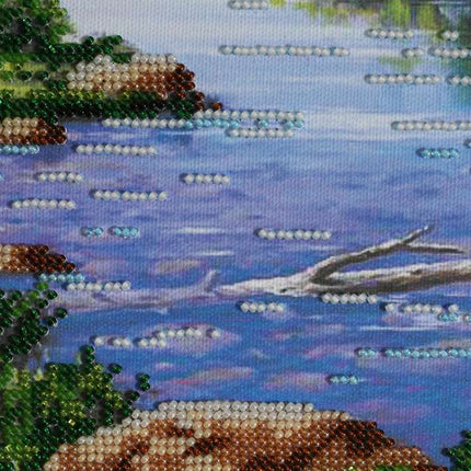 DIY Bead Embroidery Kit "s Mountain morning" 15.7"x11.8" / 40.0x30.0 cm