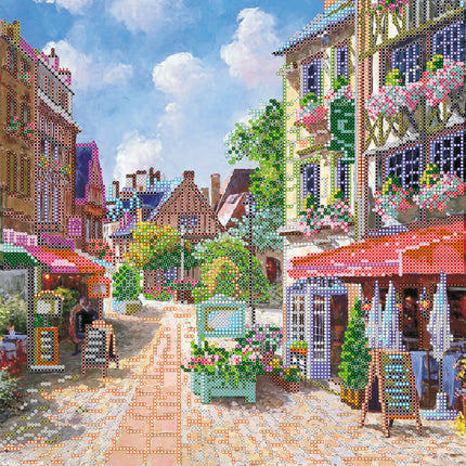 Canvas for bead embroidery "Street cafeteria" 11.8"x11.8" / 30.0x30.0 cm