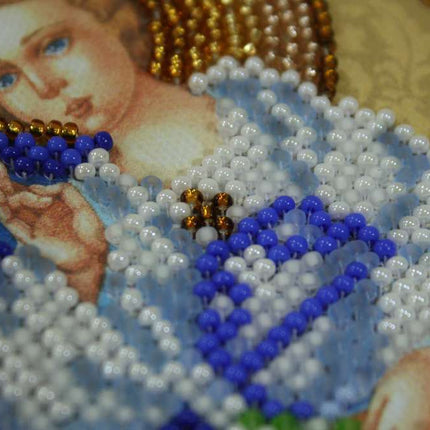 DIY Bead Embroidery Kit "Icon of the Mother of God «The Unfading Blossom»" 7.5"x9.8" / 19.0x25.0 cm