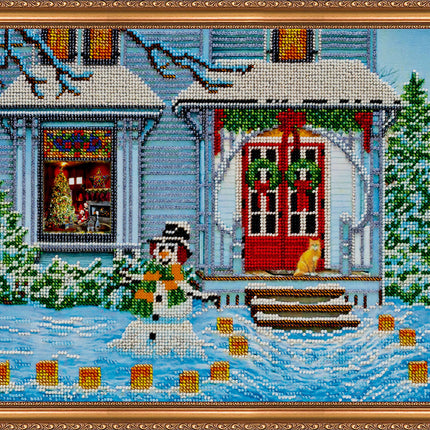 DIY Bead Embroidery Kit "Christmas story" 13.8"x10.2" / 35.0x26.0 cm