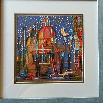 Canvas for bead embroidery "In the night" 7.9"x7.9" / 20.0x20.0 cm
