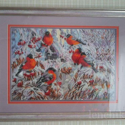 DIY Bead Embroidery Kit "Bullfinches" 17.7"x11.8" / 45.0x30.0 cm