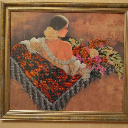 DIY Bead Embroidery Kit "Senorita" 15.7"x13.8" / 40.0x35.0 cm