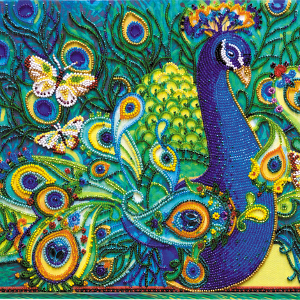DIY Bead Embroidery Kit "Motley fan" 15.0"x10.2" / 38.0x26.0 cm