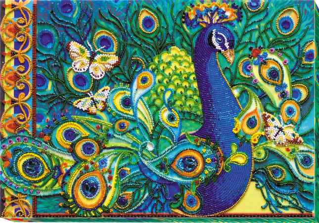 DIY Bead Embroidery Kit "Motley fan" 15.0"x10.2" / 38.0x26.0 cm