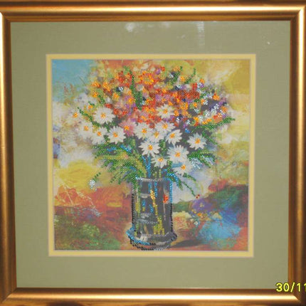 Canvas for bead embroidery "Floral Cocktail" 7.9"x7.9" / 20.0x20.0 cm
