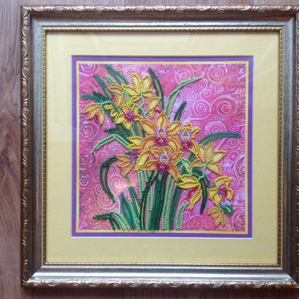 Canvas for bead embroidery "Pink Charm" 7.9"x7.9" / 20.0x20.0 cm