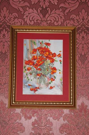 DIY Bead Embroidery Kit "Poppies" 10.0"x13.8" / 25.5x35.0 cm
