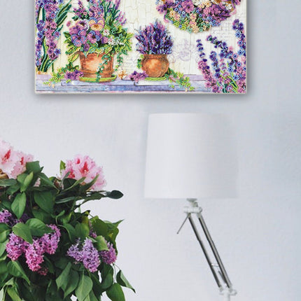 DIY Bead Embroidery Kit "Lavender chantilly" 13.4"x9.4" / 34.0x24.0 cm