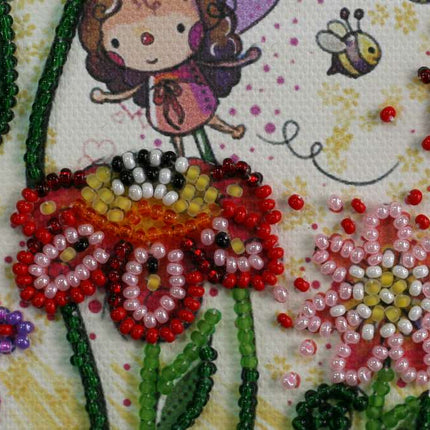 DIY Bead Embroidery Kit "Colored moths"  5.9"x5.9" / 15.0x15.0 cm