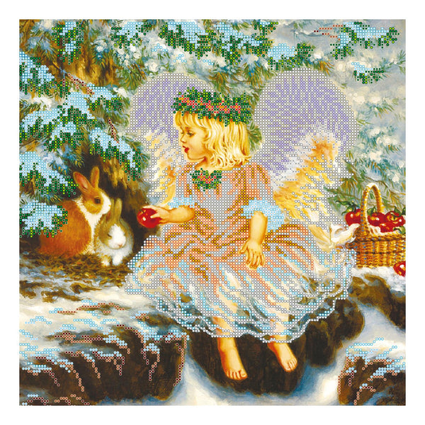 Canvas for bead embroidery "Christmas gift" 11.8"x11.8" / 30.0x30.0 cm