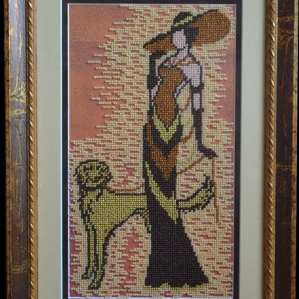 DIY Bead Embroidery Kit "The lady with the dog" 6.7"x11.8" / 17.0x30.0 cm