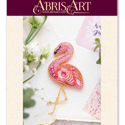 Beadwork kit for creating brooch "Flamingo"