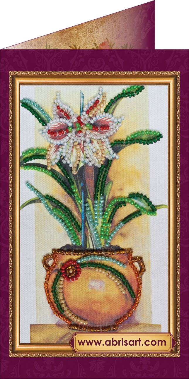 DIY Bead embroidery postcard kit "Flowers – 1"