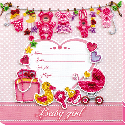 DIY Bead Embroidery Kit "Metric for a girl" 8.7"x8.7" / 22.0x22.0 cm