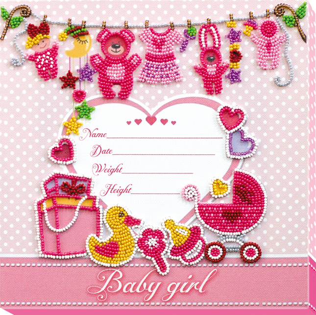 DIY Bead Embroidery Kit "Metric for a girl" 8.7"x8.7" / 22.0x22.0 cm