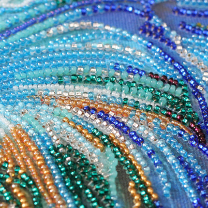 DIY Bead Embroidery Kit "Blue gold" 10.6"x15.4" / 27.0x39.0 cm