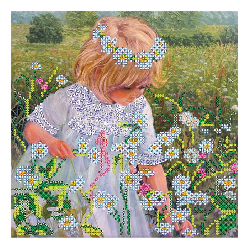 Canvas for bead embroidery "Chamomile Mood" 7.9"x7.9" / 20.0x20.0 cm