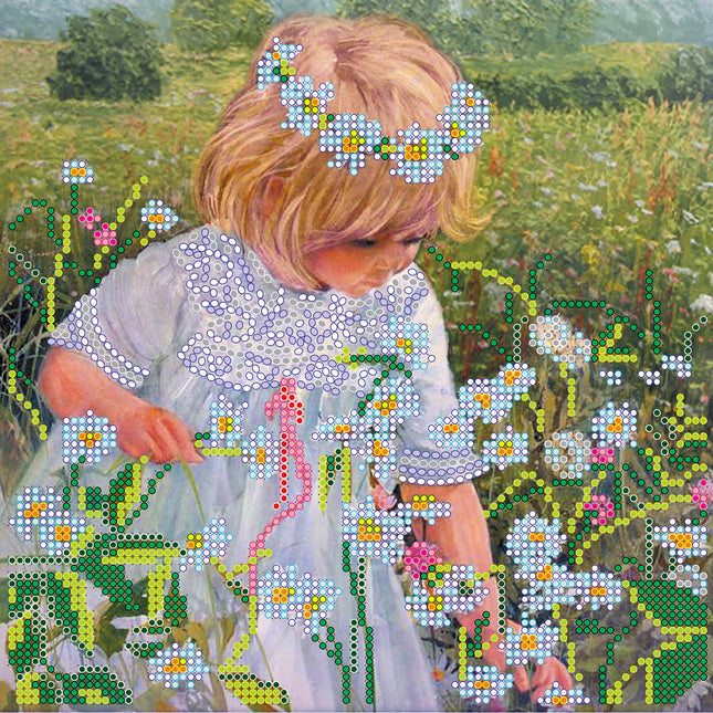 Canvas for bead embroidery "Chamomile Mood" 7.9"x7.9" / 20.0x20.0 cm