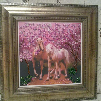 Canvas for bead embroidery "Horses In Love" 7.9"x7.9" / 20.0x20.0 cm