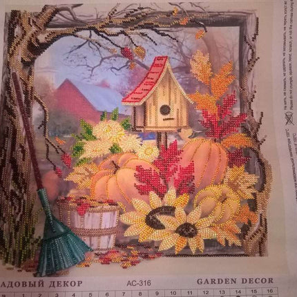 Canvas for bead embroidery "Garden Decor" 11.8"x11.8" / 30.0x30.0 cm