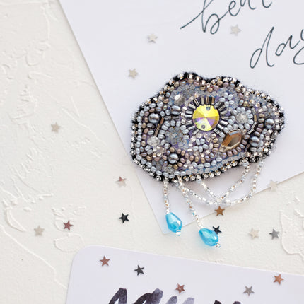 Beadwork kit for creating brooch "Silver threads"