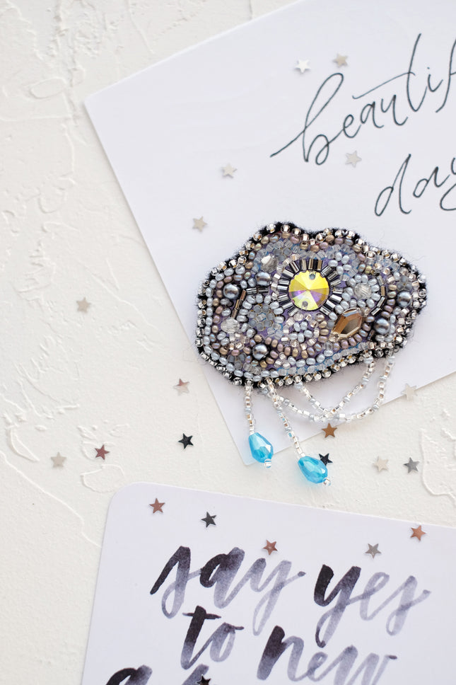 Beadwork kit for creating brooch "Silver threads"