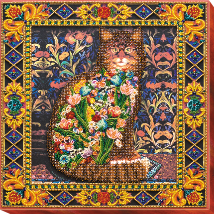 DIY Bead Embroidery Kit "Fairy-tale about a cat" 11.8"x11.8" / 30.0x30.0 cm