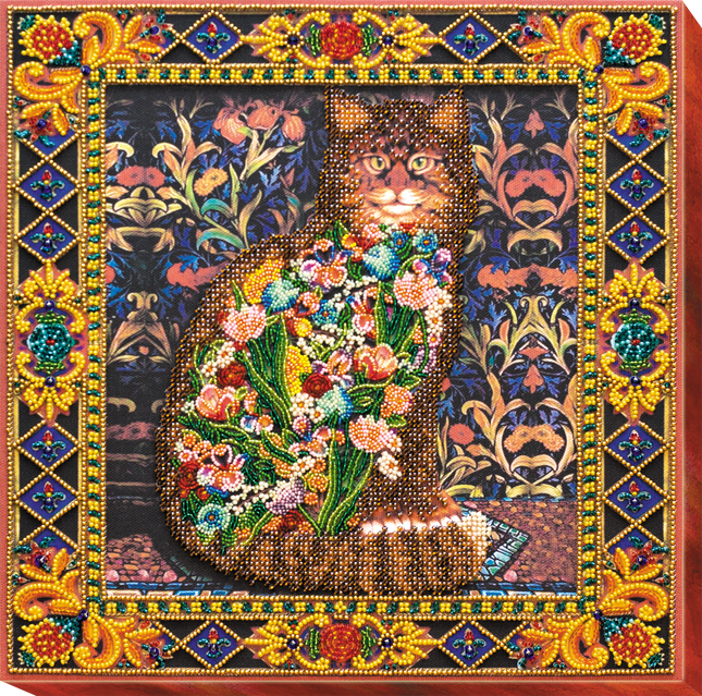 DIY Bead Embroidery Kit "Fairy-tale about a cat" 11.8"x11.8" / 30.0x30.0 cm