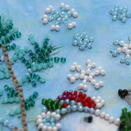 DIY Bead Embroidery Kit "Snow friend"  5.9"x5.9" / 15.0x15.0 cm