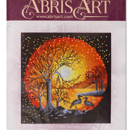 DIY Cross Stitch Kit "Heron at sunset" 7.1"x7.1"