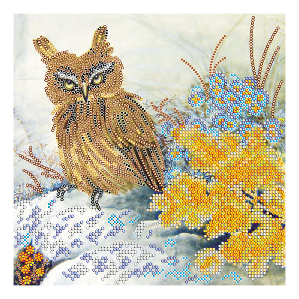 Canvas for bead embroidery "Owl" 7.9"x7.9" / 20.0x20.0 cm