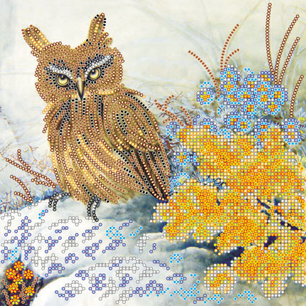 Canvas for bead embroidery "Owl" 7.9"x7.9" / 20.0x20.0 cm