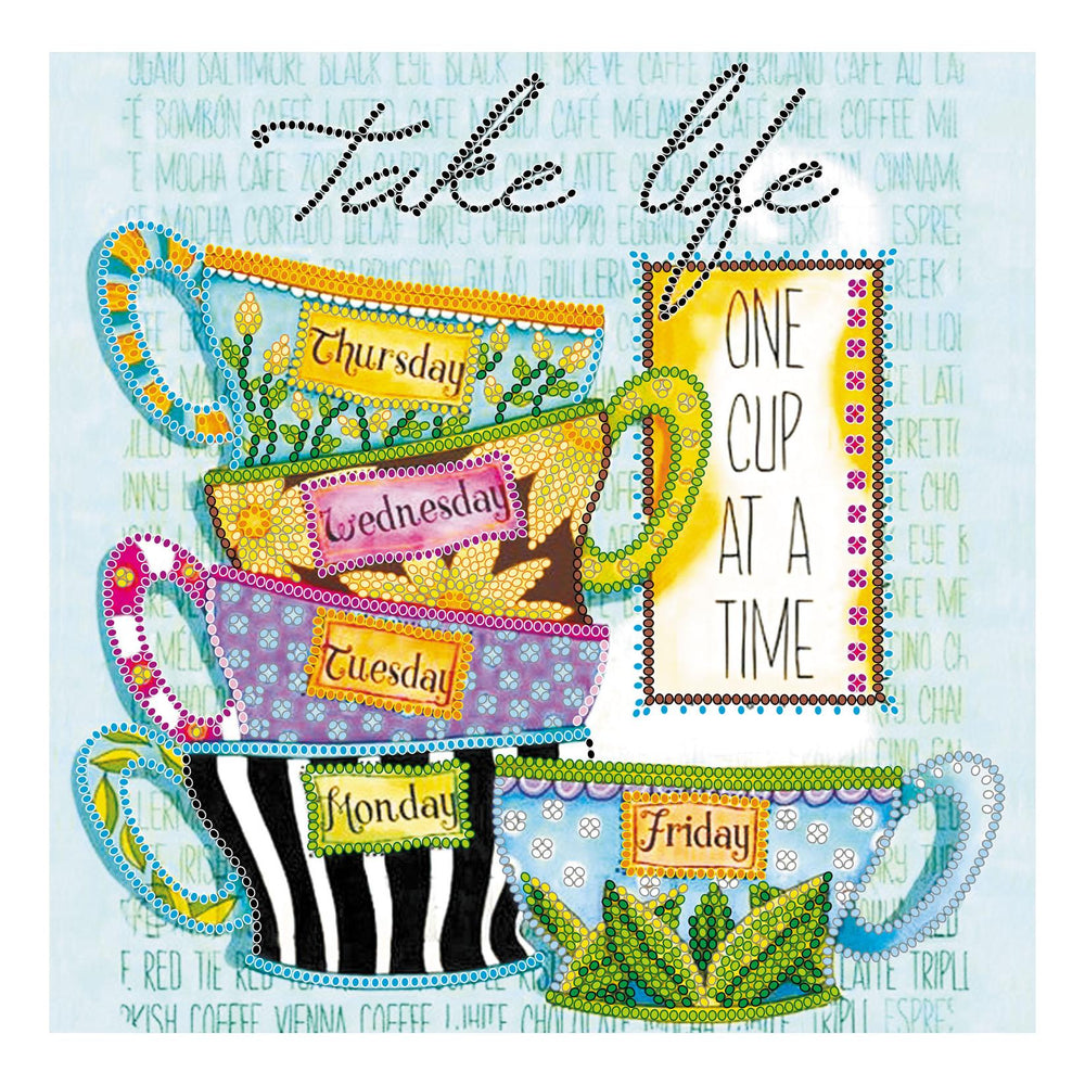 Canvas for bead embroidery "Coffee break" 7.9"x7.9" / 20.0x20.0 cm